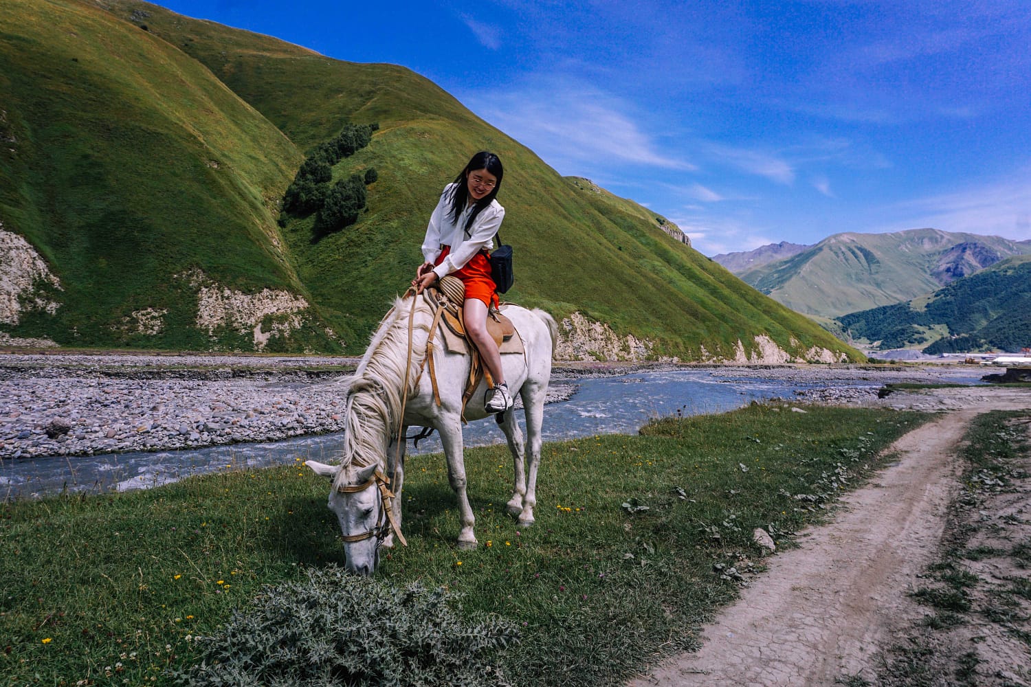 Horse riding tours in Kazbegi, Truso Valley, Caucasus mountains, Georgia country